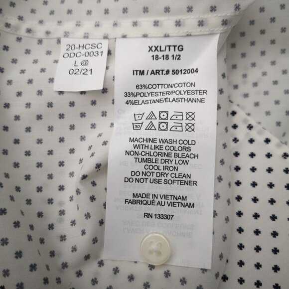 NWOT Lucky Brand Men's Size XXL (18-18 1/2) White w/ Black Tailored Fit Shirt - Picture 6 of 10